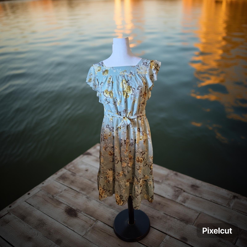 NWOT Size Medium Allegra K BluishGreen Floral Dress
